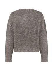 Soaked in Luxury Grey Babbette Boucle Knit Buttons Cardigan - Image 5 of 5