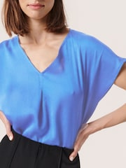 Soaked in Luxury Jessabell V-Neck Satin Casual Fit Top - Image 4 of 6