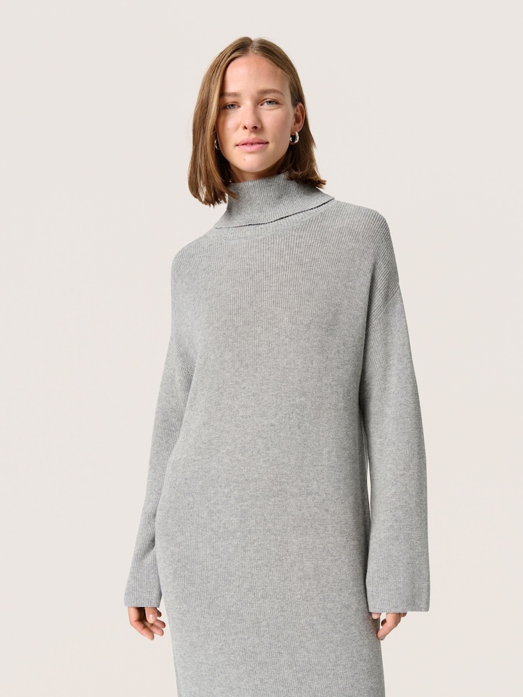 Soaked in Luxury Grey Sanja Rollneck Knitted Maxi Dress - Image 2 of 5
