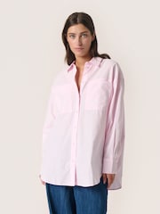 Soaked in Luxury Pink Calico Loose Fit Button Up 100% Cotton Shirt - Image 1 of 6