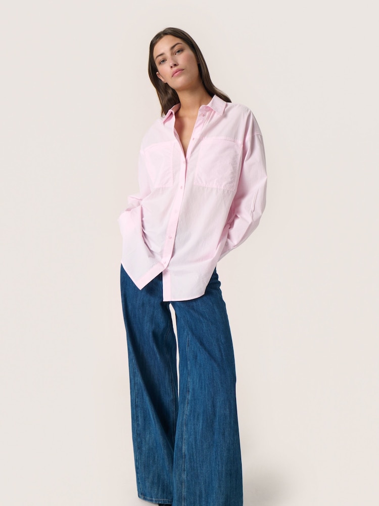 Soaked in Luxury Pink Calico Loose Fit Button Up 100% Cotton Shirt - Image 3 of 6