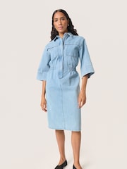 Soaked in Luxury Blue Annabeth Denim Midi Dress - Image 3 of 6