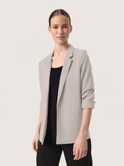 Soaked in Luxury Grey Shirley 3/4 Sleeves Open Front Blazer - Image 1 of 6