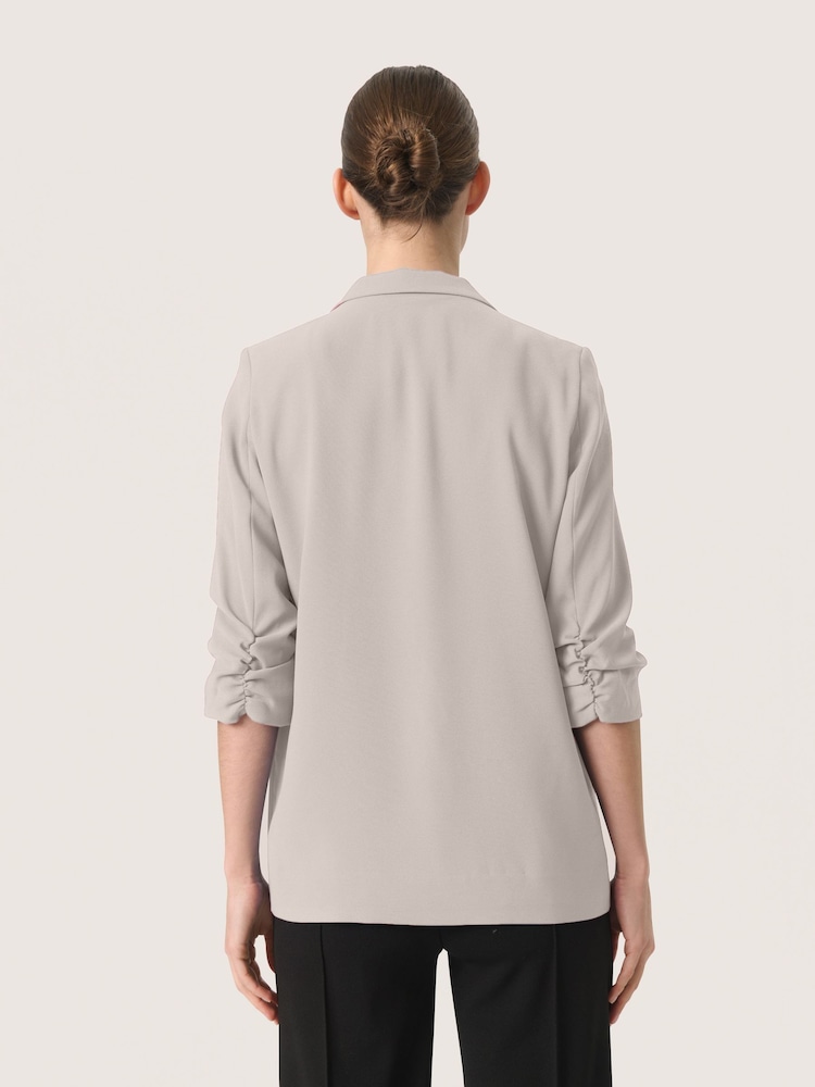 Soaked in Luxury Grey Shirley 3/4 Sleeves Open Front Blazer - Image 2 of 6