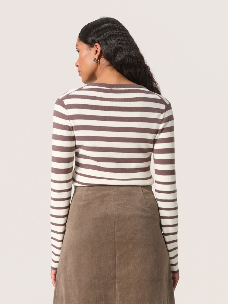 Soaked in Luxury Spina Crew Neck Striped Brown Pullover Jumper - Image 2 of 6
