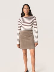 Soaked in Luxury Spina Crew Neck Striped Brown Pullover Jumper - Image 3 of 6
