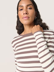 Soaked in Luxury Spina Crew Neck Striped Brown Pullover Jumper - Image 4 of 6