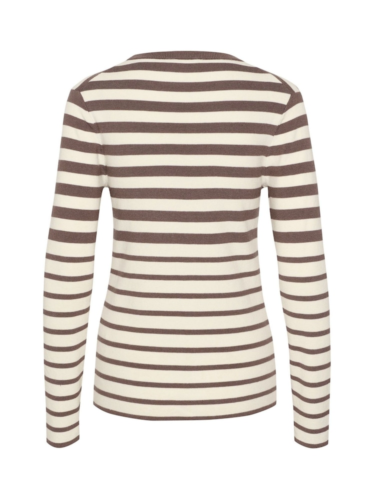 Soaked in Luxury Spina Crew Neck Striped Brown Pullover Jumper - Image 6 of 6