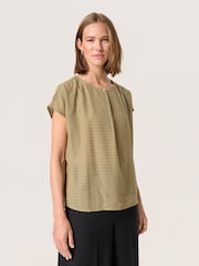 Soaked in Luxury Green Kettie Round Neck Batwing Sleeves Top - Image 1 of 6