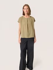 Soaked in Luxury Green Kettie Round Neck Batwing Sleeves Top - Image 2 of 6