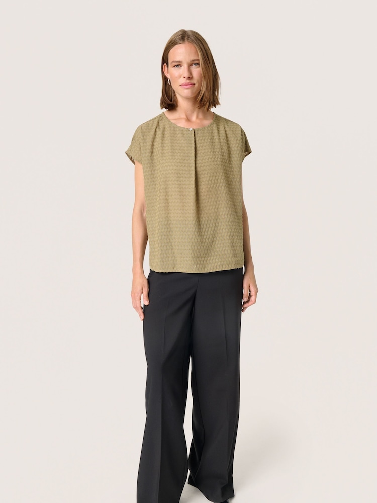 Soaked in Luxury Green Kettie Round Neck Batwing Sleeves Top - Image 2 of 6