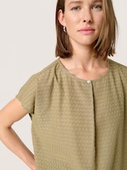 Soaked in Luxury Green Kettie Round Neck Batwing Sleeves Top - Image 3 of 6
