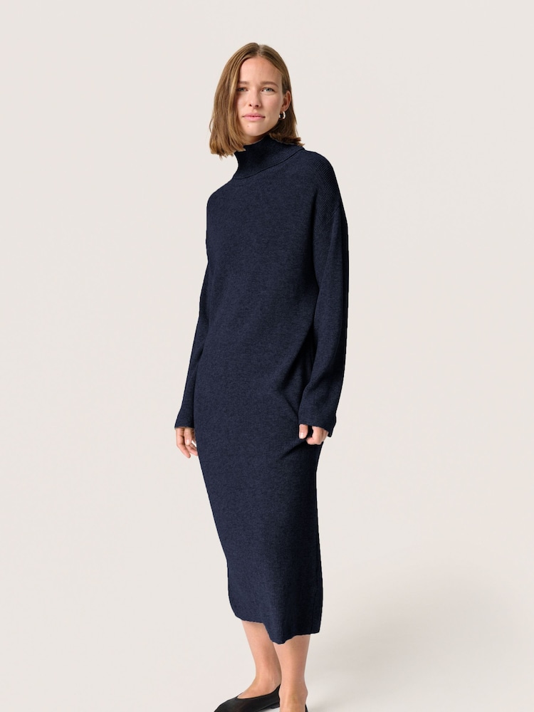 Soaked in Luxury Blue Sanja Rollneck Knitted Maxi Dress - Image 2 of 5