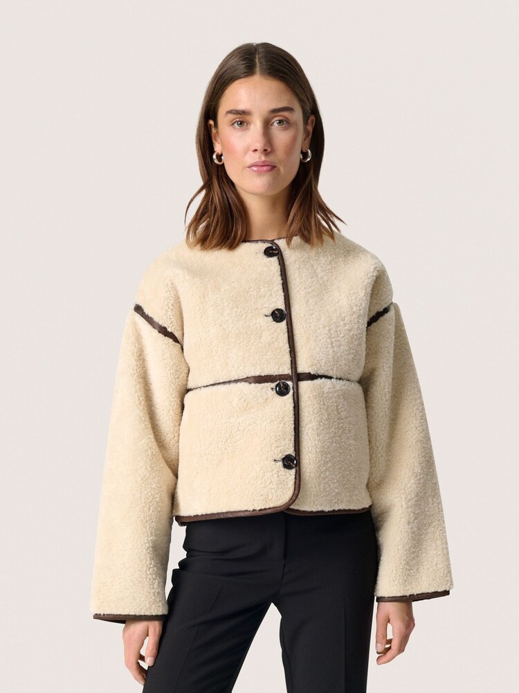 Soaked in Luxury Isola Faux Fur With Buttons White Jacket - Image 1 of 5 Soaked in Luxury Isola Faux Fur With Buttons White Jacket - Image 1 of 5