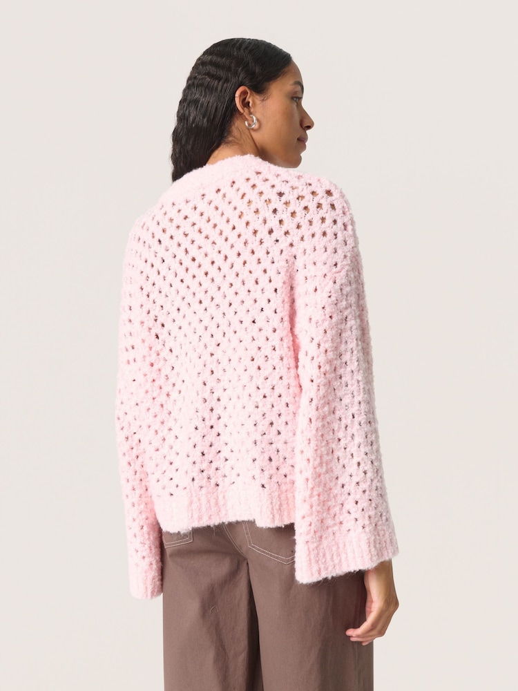 Soaked in Luxury Pink Babbette Hole Knit Loose Fit Pullover Jumper - Image 2 of 6