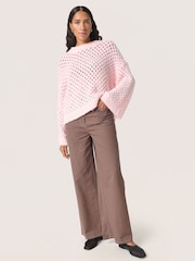 Soaked in Luxury Pink Babbette Hole Knit Loose Fit Pullover Jumper - Image 3 of 6