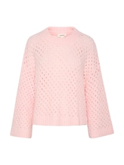 Soaked in Luxury Pink Babbette Hole Knit Loose Fit Pullover Jumper - Image 5 of 6