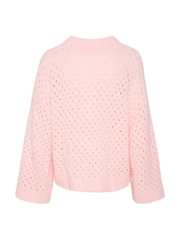 Soaked in Luxury Pink Babbette Hole Knit Loose Fit Pullover Jumper - Image 6 of 6