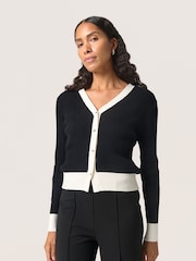 Soaked in Luxury Sanja Buttons V-Neck Two Tone Cardigan - Image 1 of 5