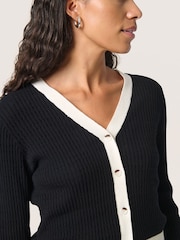Soaked in Luxury Sanja Buttons V-Neck Two Tone Cardigan - Image 3 of 5