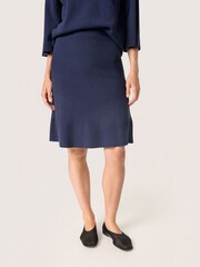Soaked in Luxury Blue Indianna Knit Knee Length Skirt - Image 1 of 6