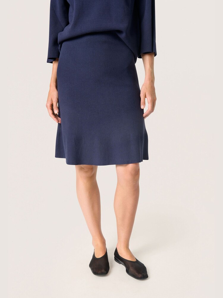 Soaked in Luxury Blue Indianna Knit Knee Length Skirt - Image 1 of 6