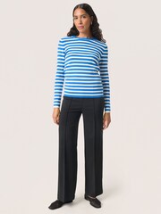 Soaked in Luxury Blue Spina Crew Neck Striped Pullover Jumper - Image 4 of 6