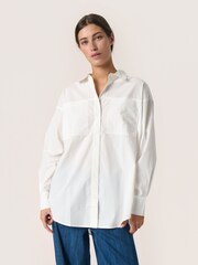 Soaked in Luxury Calico Loose Fit Button Up White 100% Cotton  Shirt - Image 1 of 6
