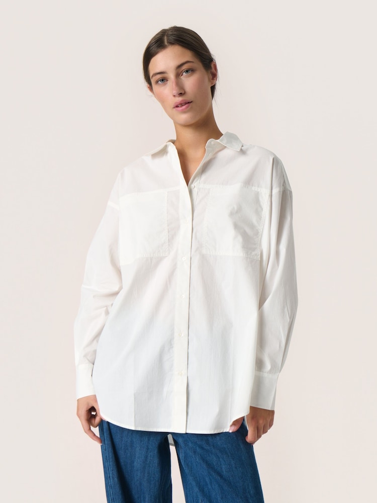 Soaked in Luxury Calico Loose Fit Button Up White 100% Cotton  Shirt - Image 1 of 6