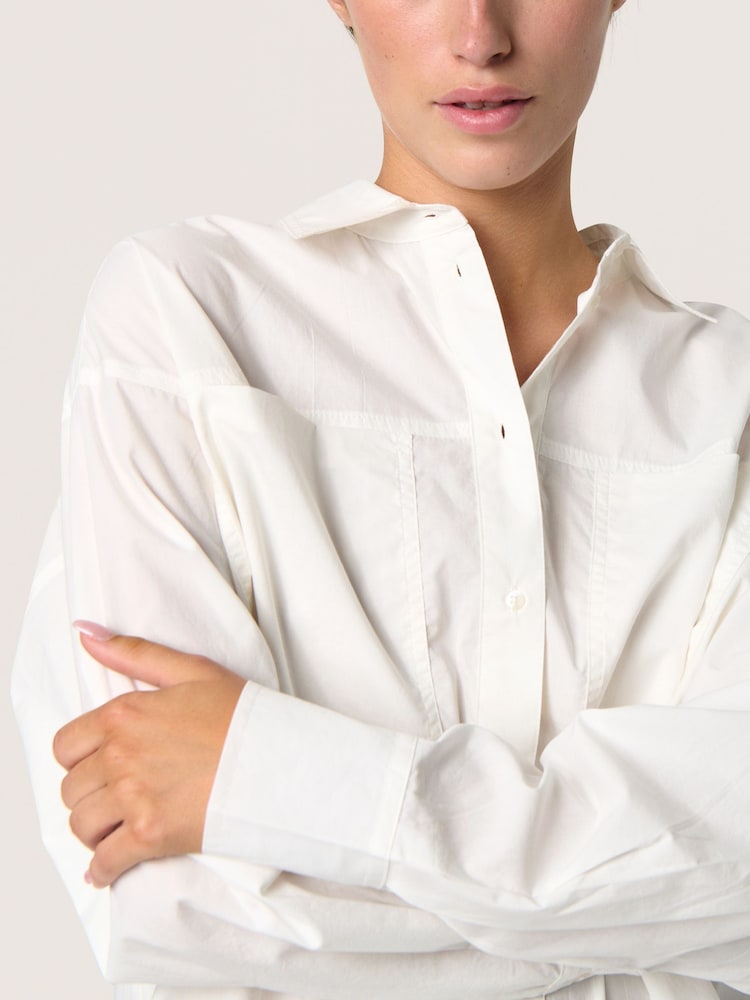 Soaked in Luxury Calico Loose Fit Button Up White 100% Cotton  Shirt - Image 4 of 6