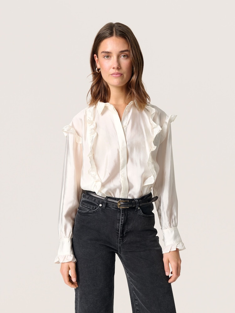 Soaked in Luxury Karolina Ruffles Regular Fit White Shirt - Image 1 of 6