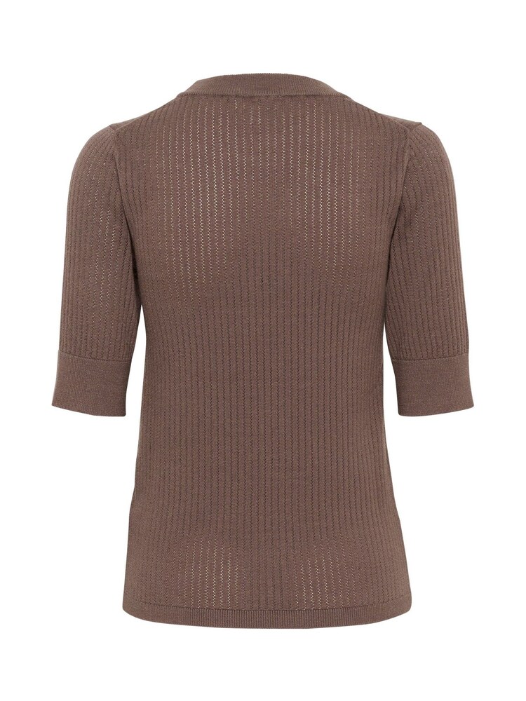 Soaked in Luxury Spina Short Sleeve Rib Knit Brown Pullover Jumper - Image 6 of 6 Soaked in Luxury Spina Short Sleeve Rib Knit Brown Pullover Jumper - Image 6 of 6