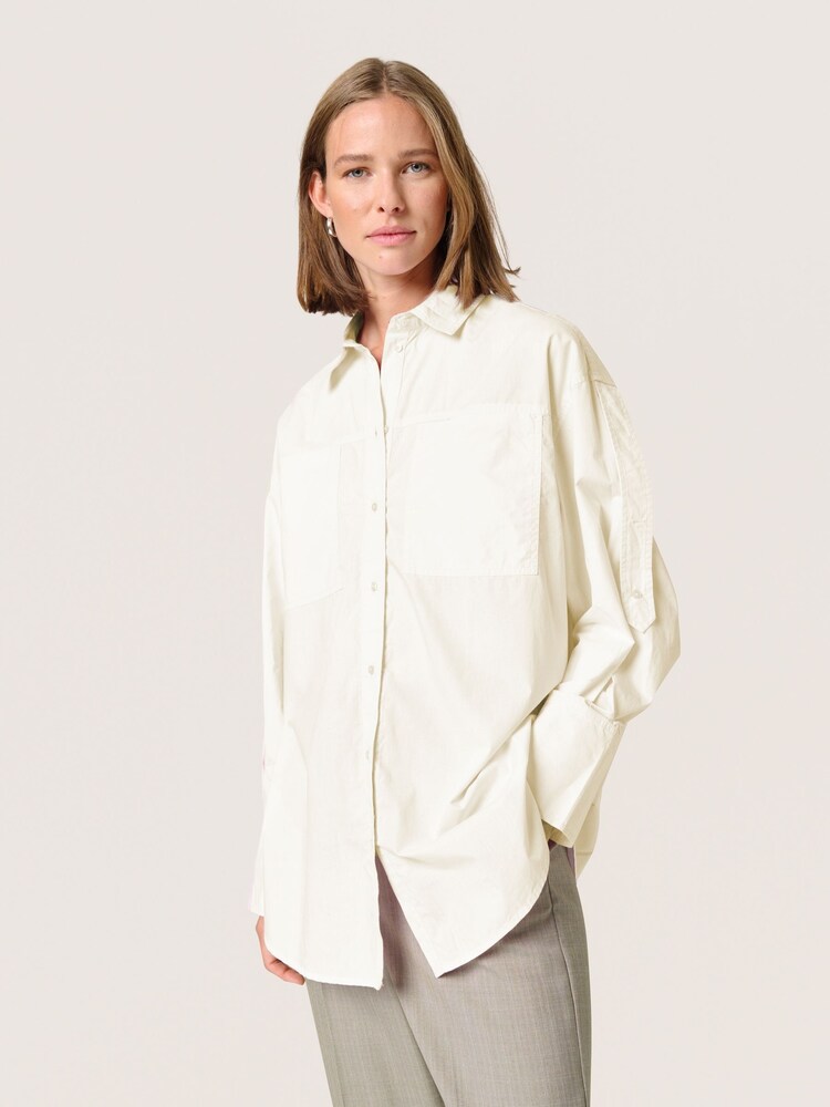 Soaked in Luxury Calico Loose Fit 100% Cotton Long Sleeves White Shirt - Image 1 of 6 Soaked in Luxury Calico Loose Fit 100% Cotton Long Sleeves White Shirt - Image 1 of 6