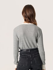 Soaked in Luxury Sanja Buttons V-Neck Two Tone Cardigan - Image 2 of 6