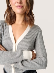 Soaked in Luxury Sanja Buttons V-Neck Two Tone Cardigan - Image 4 of 6