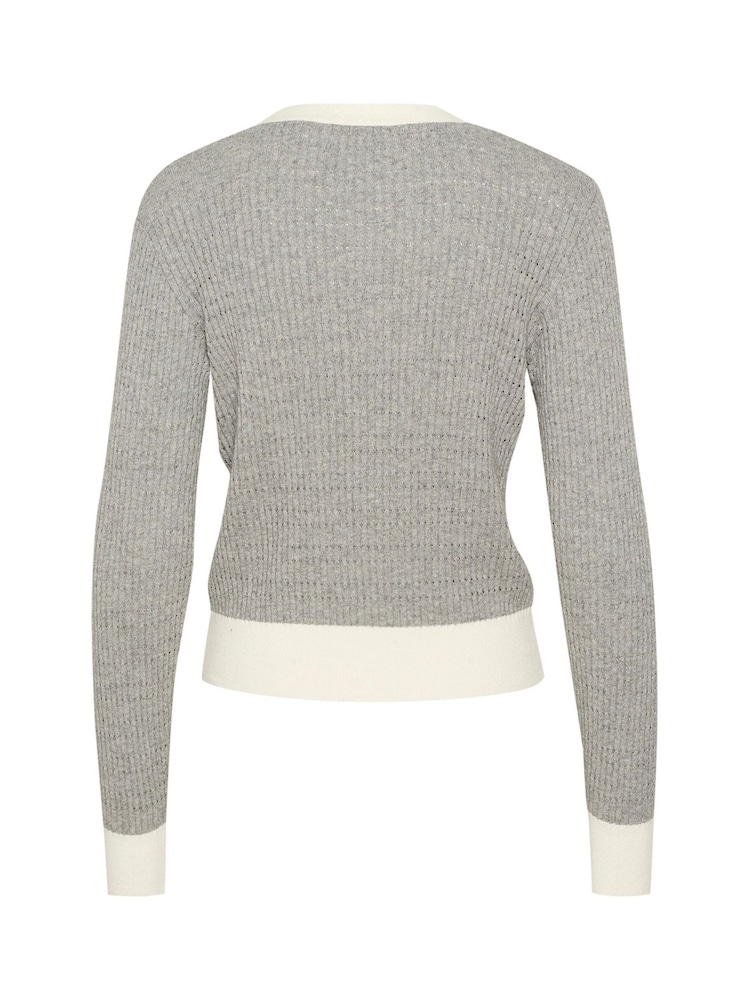 Soaked in Luxury Sanja Buttons V-Neck Two Tone Cardigan - Image 6 of 6