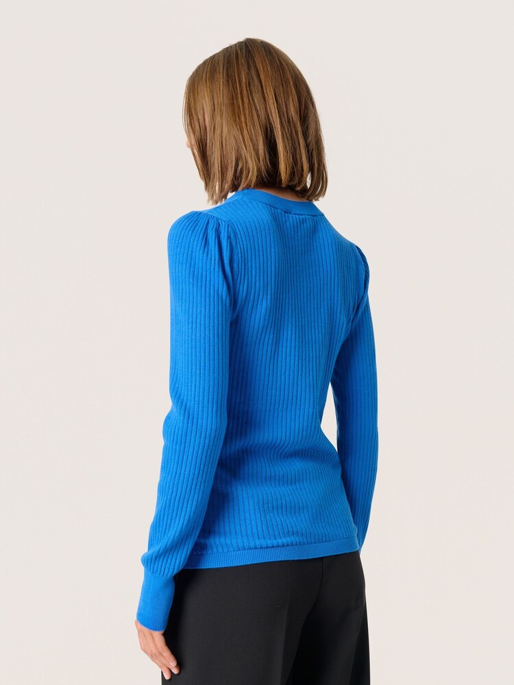 Soaked in Luxury Blue Spina Slim Fit Crew Neck Pullover Jumper - Image 2 of 6 Soaked in Luxury Blue Spina Slim Fit Crew Neck Pullover Jumper - Image 2 of 6