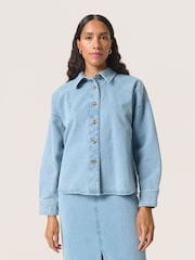 Soaked in Luxury Blue Annabeth Buttons Denim 100% Cotton Overshirt - Image 1 of 6