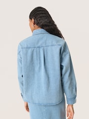 Soaked in Luxury Blue Annabeth Buttons Denim 100% Cotton Overshirt - Image 2 of 6