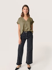 Soaked in Luxury Green Ioana Short Sleeve V-Neck Blouse - Image 2 of 6