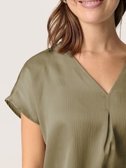 Soaked in Luxury Green Ioana Short Sleeve V-Neck Blouse - Image 4 of 6