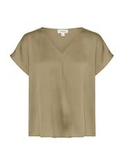 Soaked in Luxury Green Ioana Short Sleeve V-Neck Blouse - Image 5 of 6