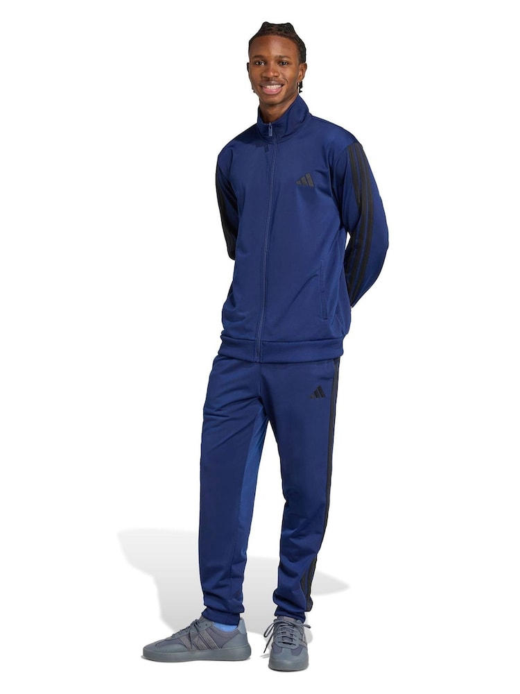 adidas Blue Sportswear Basic 3-Stripes Tricot Tracksuit - Image 1 of 8
