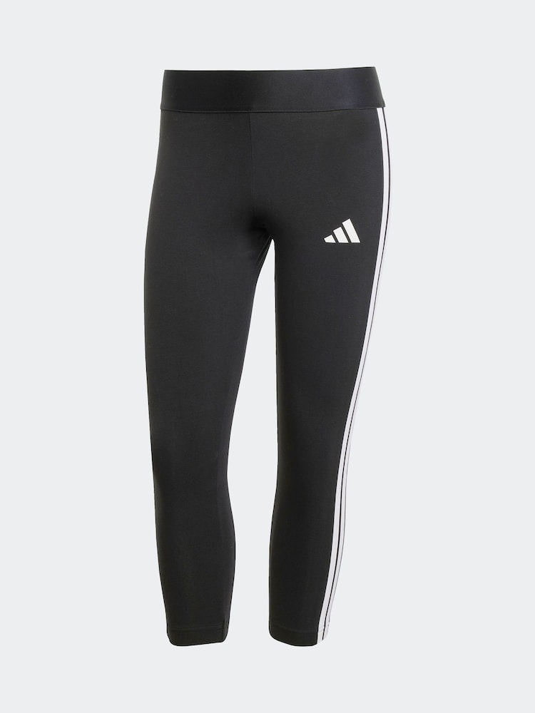 adidas Black 3-Stripes Mid Rise Capri Leggings - Image 6 of 6 adidas Black 3-Stripes Mid Rise Capri Leggings - Image 6 of 6