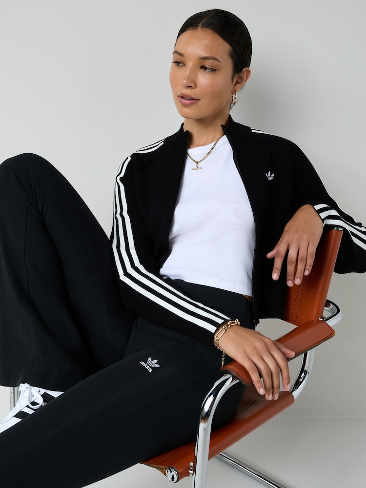 Buy adidas Originals Black Adicoluor 3-Stripes Slim Knit Track Top from  Next USA