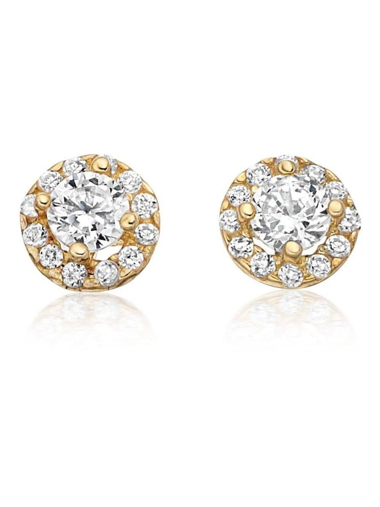 Beaverbrooks 9ct Yellow Gold Cubic Zirconia Stud Earrings - Image 1 of 3