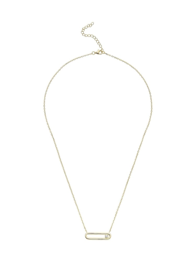 Beaverbrooks Yellow Gold Plated Cubic Zirconia Glide Necklace - Image 1 of 4