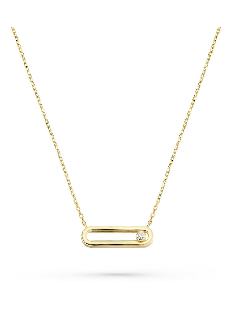 Beaverbrooks Yellow Gold Plated Cubic Zirconia Glide Necklace - Image 2 of 4