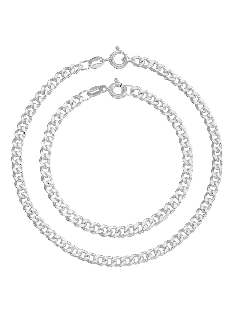 Beaverbrooks Sterling Silver Tone Father and Son Curb Bracelet Set - Image 1 of 6