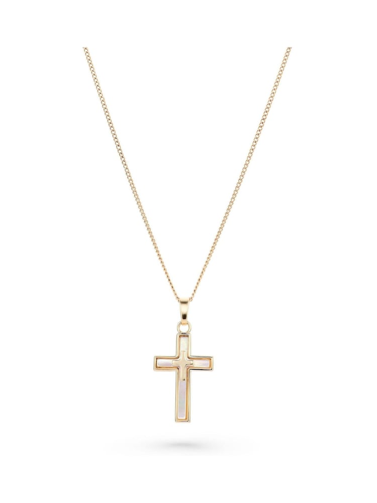 Beaverbrooks 9ct Yellow Gold Mother of Pearl Cross Pendant - Image 1 of 4